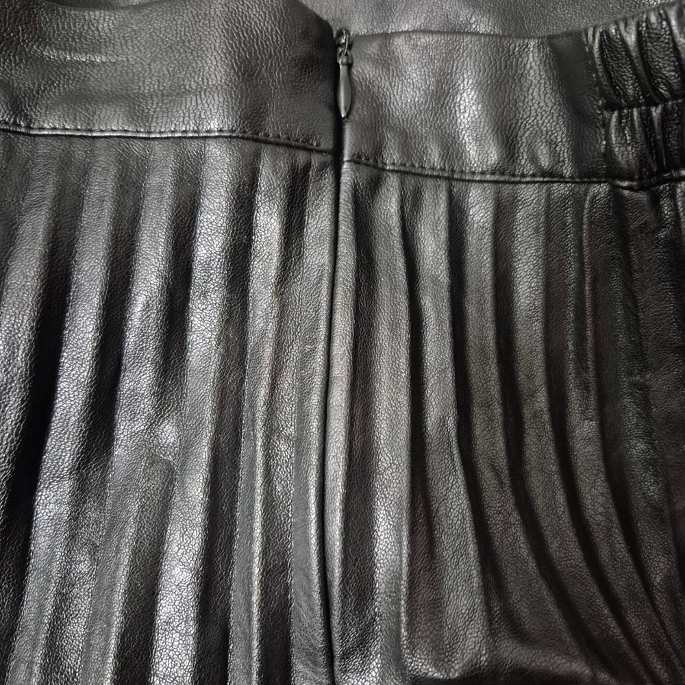 GRACIA Faux Leather‎ Pleated Midi Skirt Black Size L - Picture 6 of 11